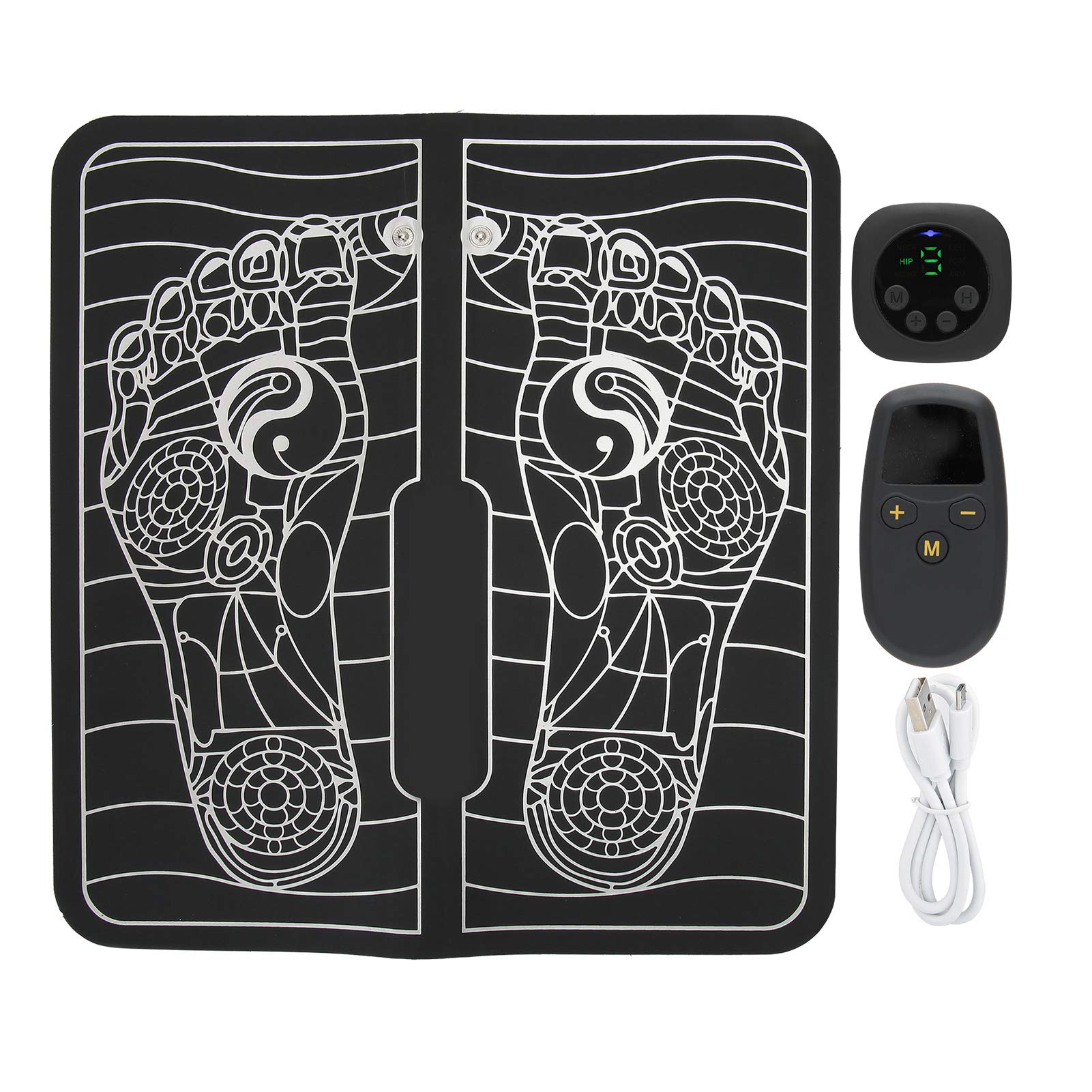 Electric Foot Massager Mat, Portable USB Rechargeable LCD E.M.S Foot Massager Pad Feet Machine Relax Stiffness Muscles Relieve Feet and Legs Pain