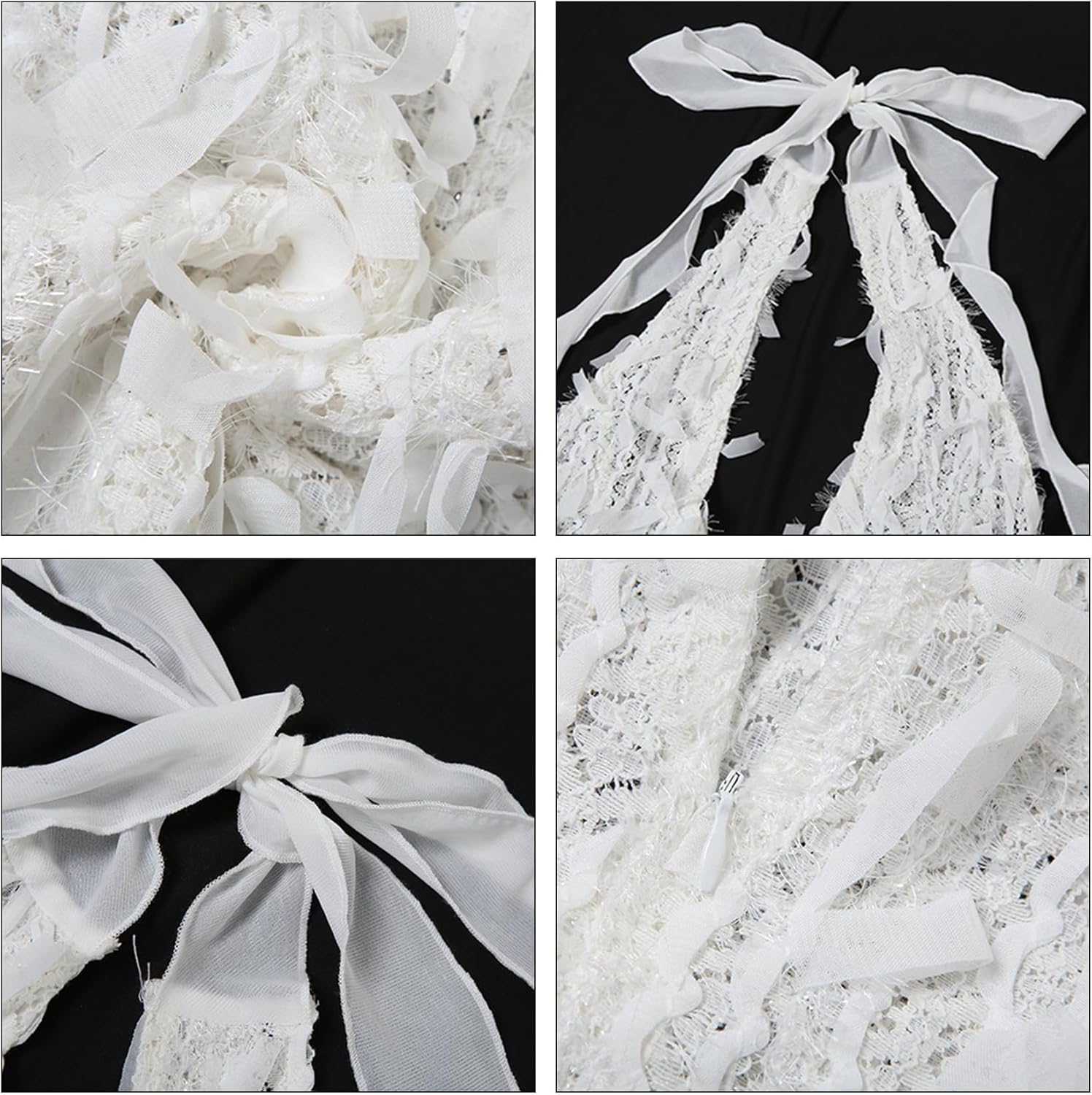 Geulis Womens Summer 2026 Sexy Bodycon Mini Dress Fringe Hatler Deep V Neck Backless Sundresses Beach Vacation Dresses - Image 6