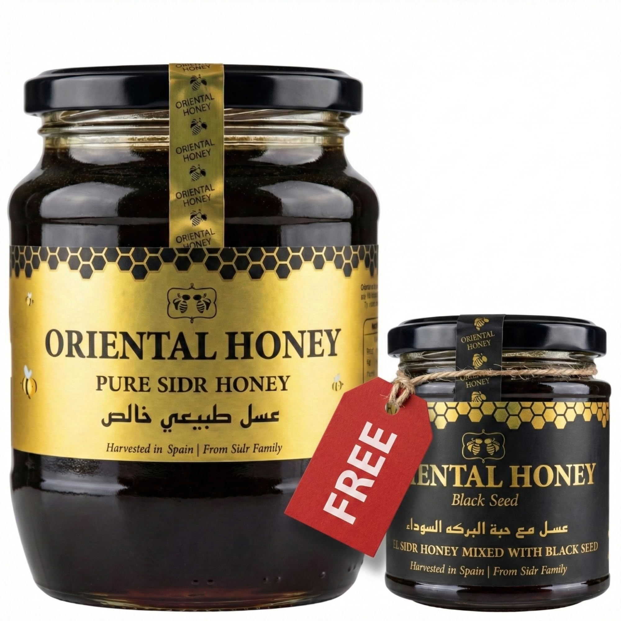 100% Organic Pure Sidr Honey 1kg with FREE Black Seed 250g Royal Raw