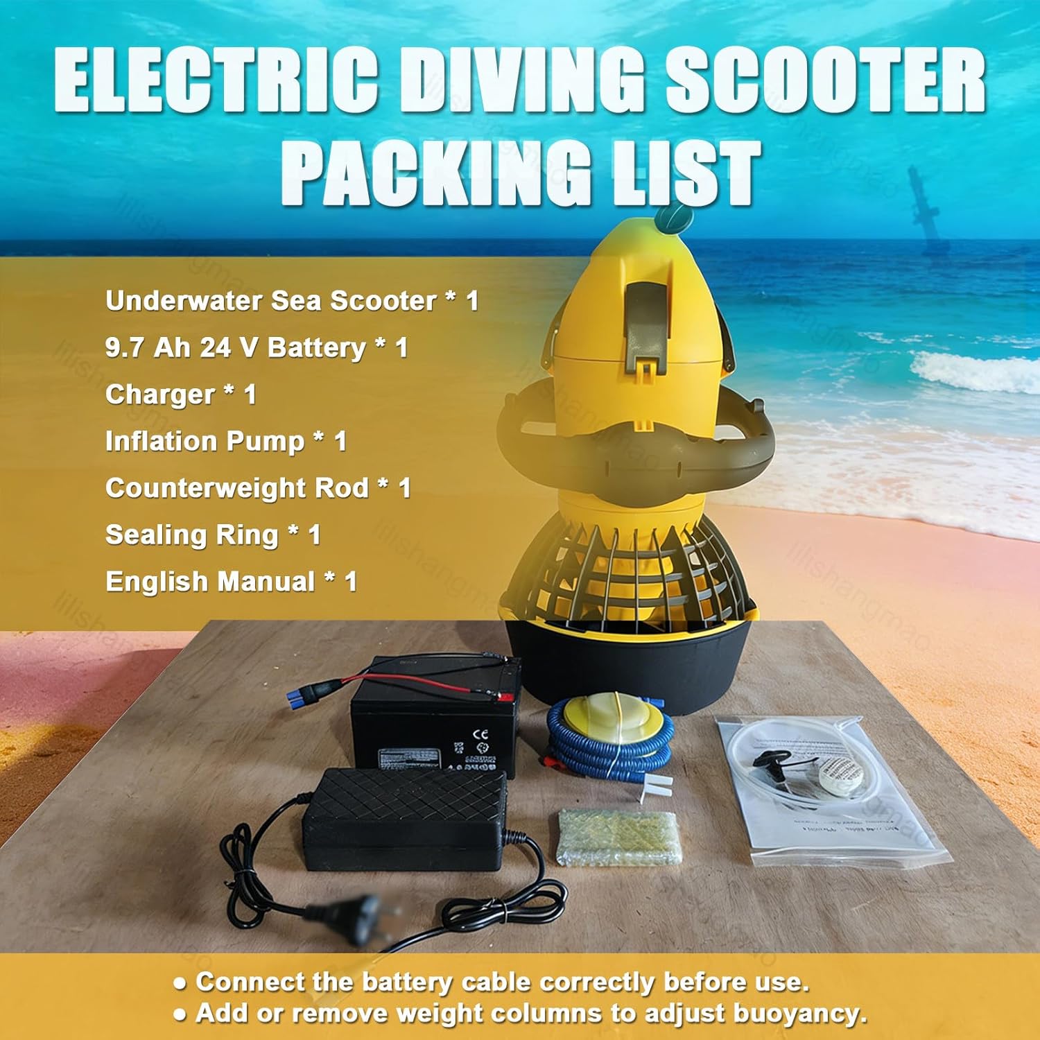 Underwater Scooter for Beginners & Enthusiasts – Electric Sea Scooter with Dual-Speed Control, Safety Grille, Lightweight Design, Great Gift for Snorkeling, Diving & Water Adventures