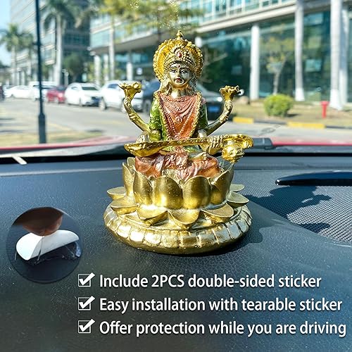 Miniatura 2 de Estatua de la diosa hindú Saraswati – 4.4 pulgadas de alto, escultura de ídolo de Saraswati, regalos para el templo indio Mandir Pooja, artículos