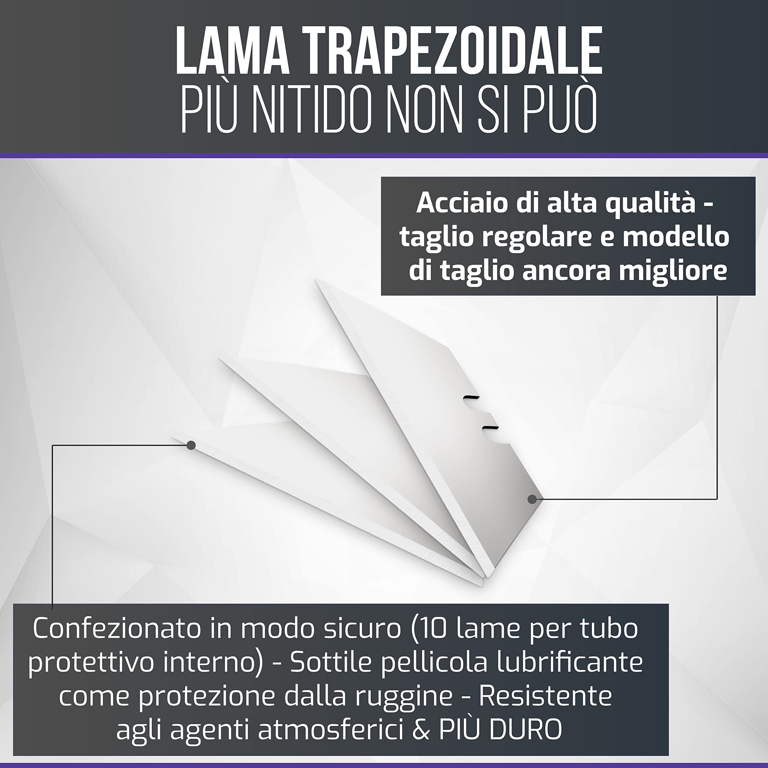Filzada® 120x PROFI Lame trapezoidali per coltelli per tappeti - 0,5 x 0,5 mm - Lame di ricambio ultra affilate anche per coltelli da taglio