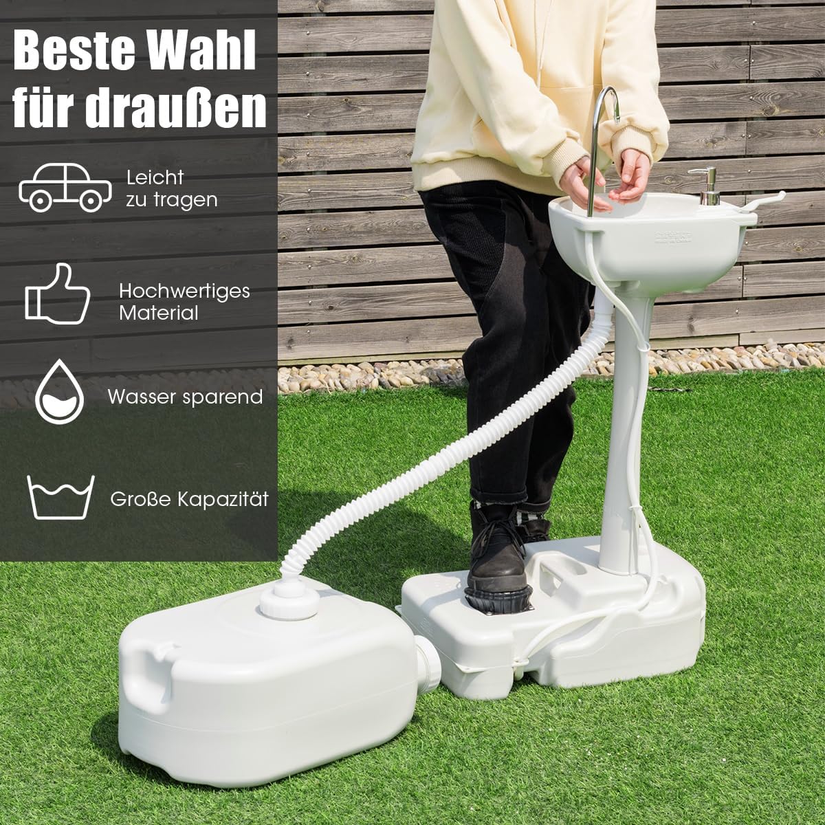 FANTASK Unisex – Erwachsene Camping-waschbecken Camping-Toiletten, Weiß, 82 X 49 X 102cm EU