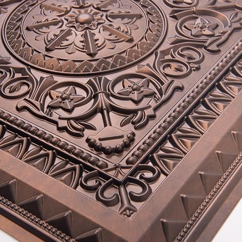 Miniatura 9 de Art3d Drop Ceiling Tiles, Glue up Ceiling Tiles, 2'x2' Plastic Sheet in Antique Copper (12-Pack, 48 Sq.ft)