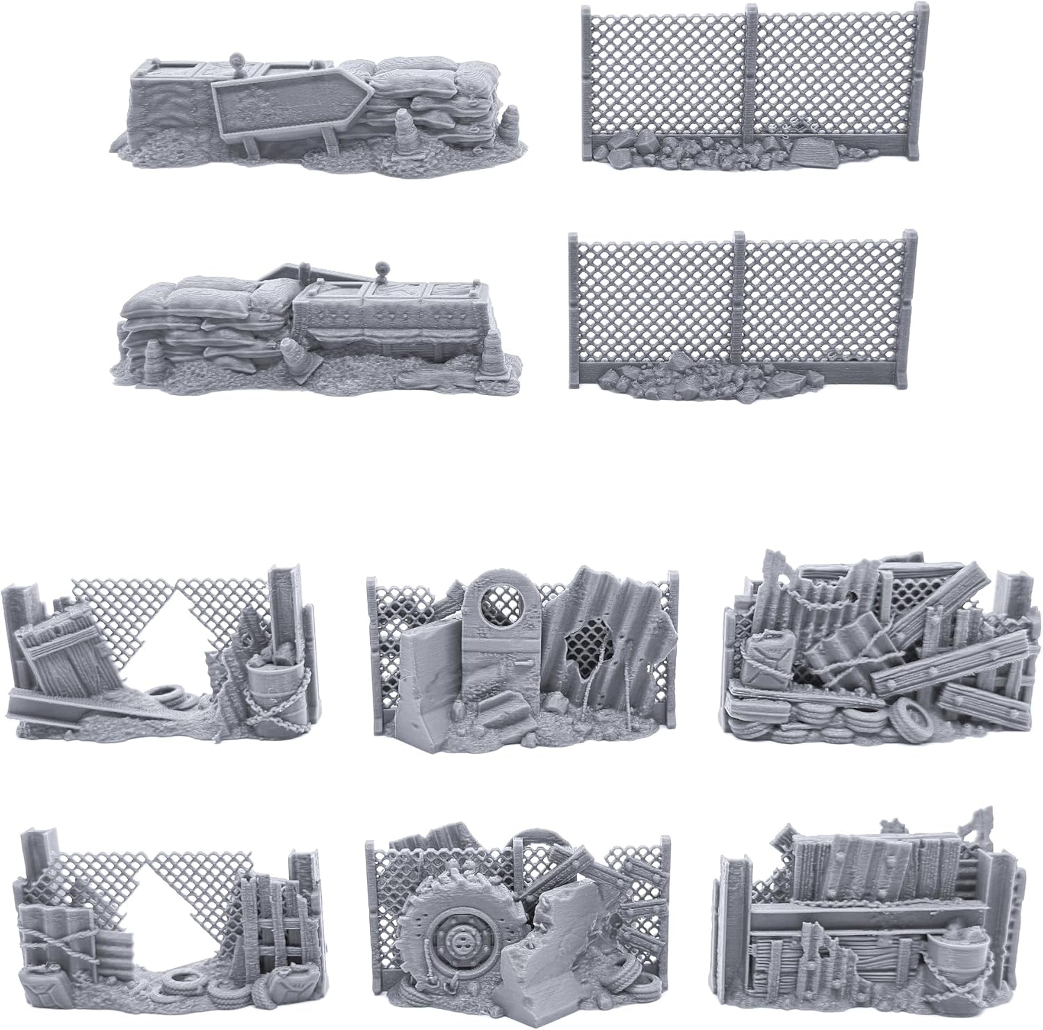 EnderToys Junkfort Barricades and Fences by Printable Scenery, 3D Printed Tabletop RPG Scenery and Wargame Terrain 28mm Miniatures