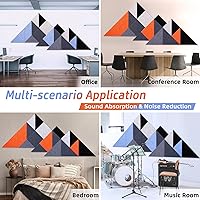 Vista 7 de Tutmyrea Paquete de 26 paneles acústicos triangulares autoadhesivos, paneles absorbentes de sonido de 96 x 37.5 pulgadas, decoración de pared