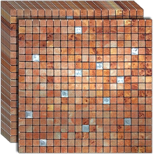 Miniatura 1 de YMMXGE Superficie de grano de metal para despegar y pegar, calcomanías de pared con textura de metal de alta gama, azulejos de pared autoadhesivos