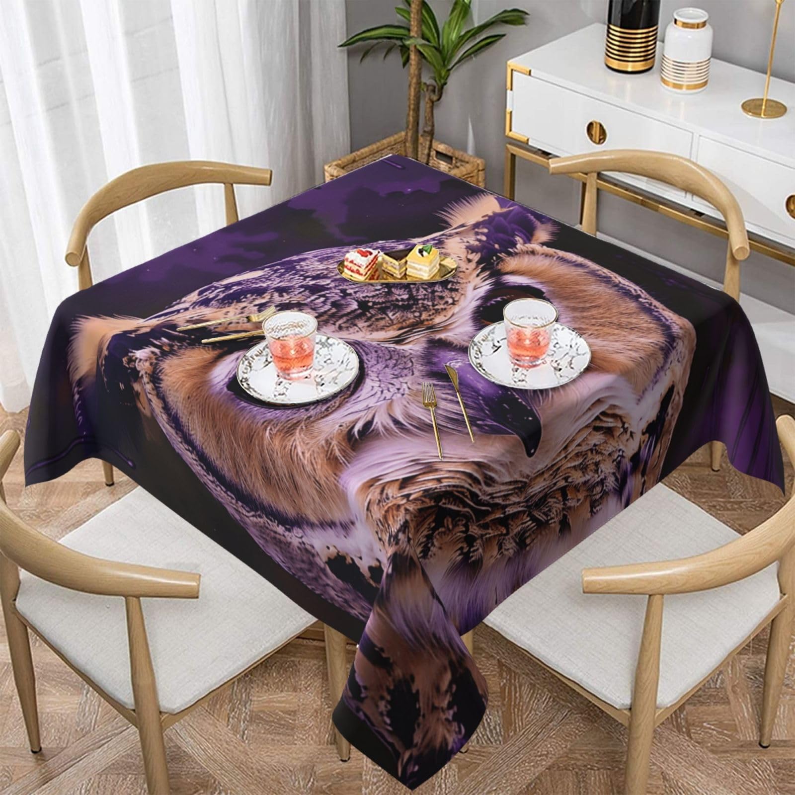 WPKJU Animal Printed Square Tablecloth 60x60 inch Water Resistant Table Cover Washable Rectangle Table Cloth for Dining Tables