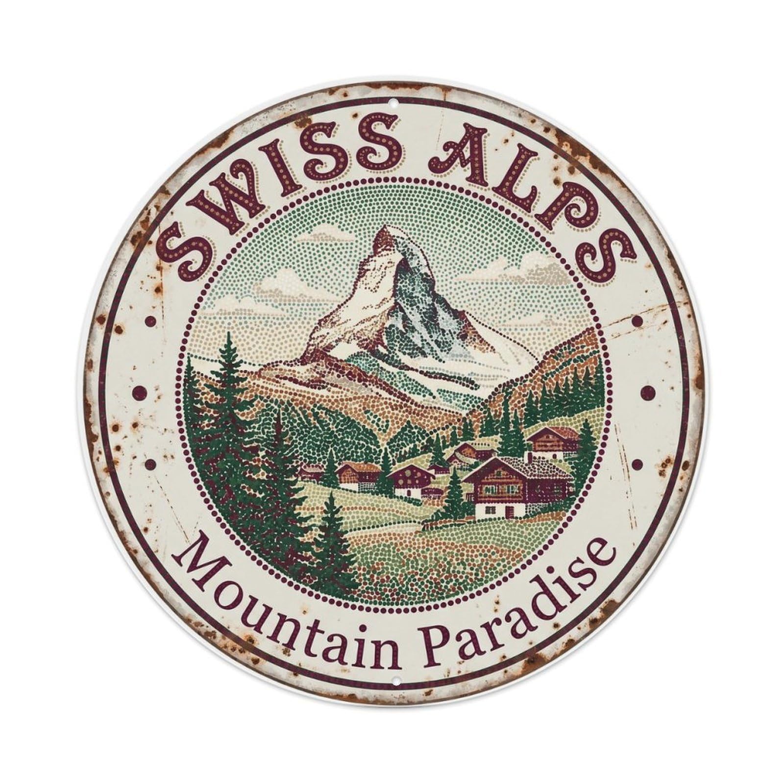 Vintage Travel Alpine Peak Switzerland Mountain Metal Tin Sign