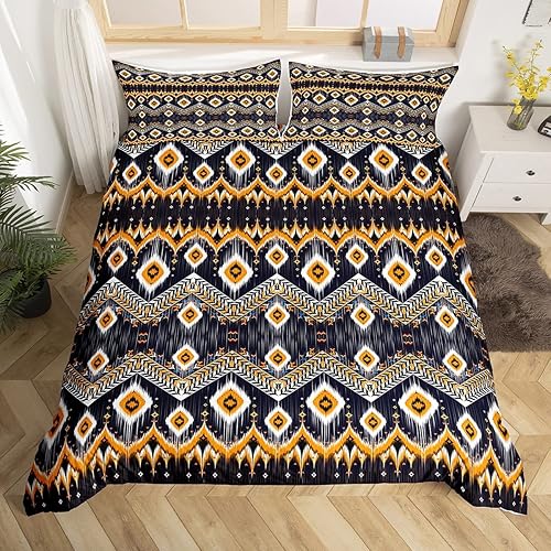 Erosebridal Funda de edredón bohemia tamaño Queen, funda de edredón bohemia con rayas geométricas para niños y niñas, decoración del hogar, funda de