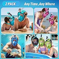 Vista 9 de Greatever G2 Adults Kids Full Face Snorkel Mask 2 Pcs,Snorkeling Gear with Latest Dry Top System,Foldable 180 Degree Panoramic View,Safe