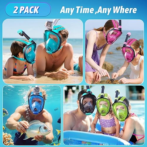 Miniatura 9 de Greatever G2 Adults Kids Full Face Snorkel Mask 2 Pcs,Snorkeling Gear with Latest Dry Top System,Foldable 180 Degree Panoramic View,Safe