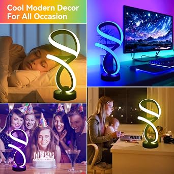 AVANLO Modern Table Lamps,Dimmable Spiral Lamp RGB Touch LED Bedside Lamp for Bedroom,Cool Desk Lamps Nightstand Home Decor Christams Lamp Gifts