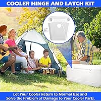 Vista 6 de Cooler Hinge and Latch and Screws Kit, High Strength Cooler Latch Replacement Parts. Ice Chest Plastic Hinges, Latch Posts, and Screws, The Best