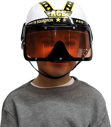Miniatura 2 de Aeromax Jr. - Casco de piloto de las Fuerzas Armadas con visera tintada y móvil blanca, se adapta a edades de 3 a 12 años