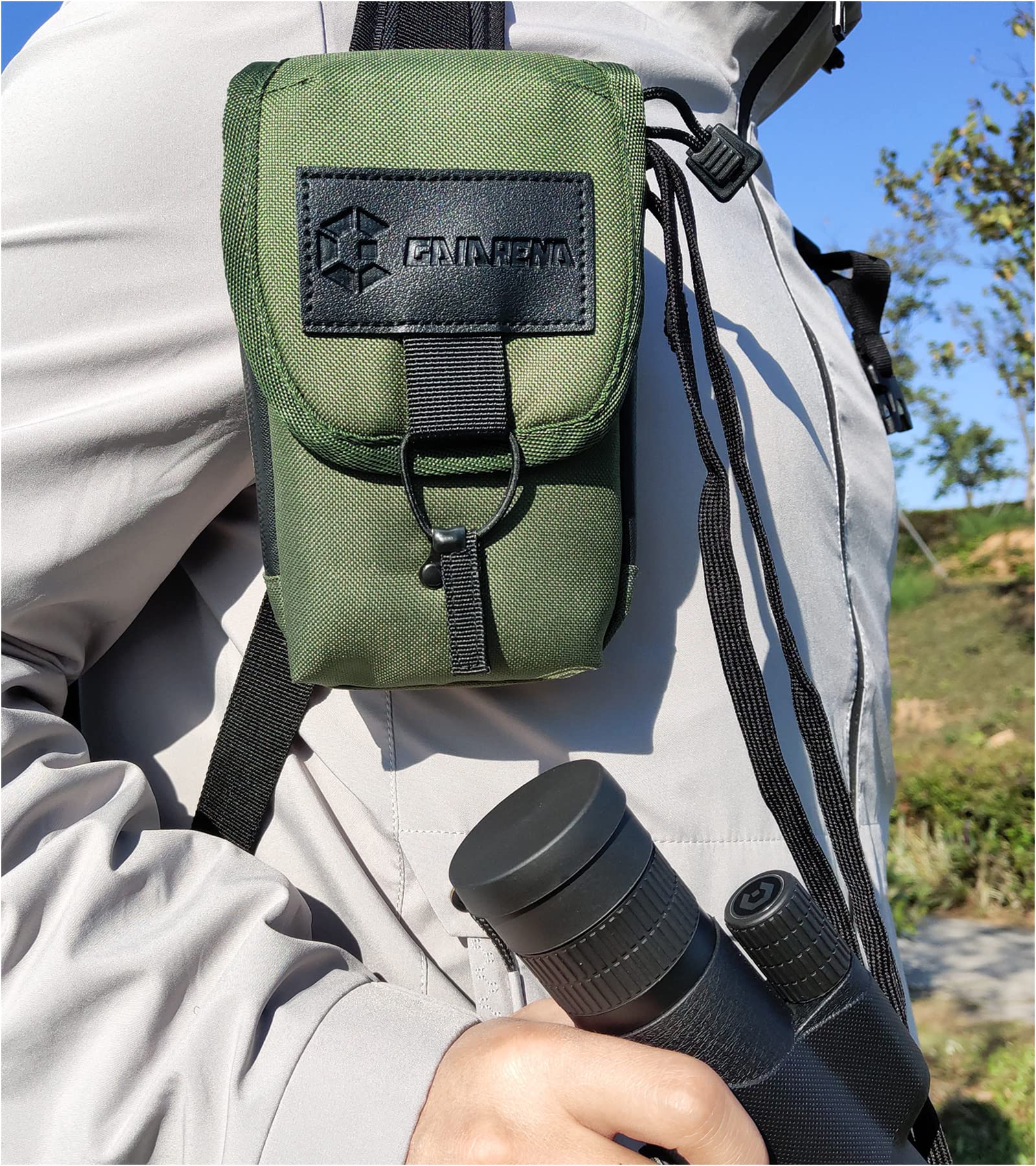 GAIARENA Tactical Molle Pouch for Rangefinder Monocular Cellphone, Backpack Shoulder Strap & Belt Attached Accessories for Hunting Range Finder, Outdoor Gear for Hiking Fishing Trekking