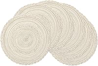Vista 20 de SHACOS Juego de 6 manteles individuales redondos trenzados de 15 pulgadas antideslizantes resistentes al calor de algodón y poliéster, alfombrillas