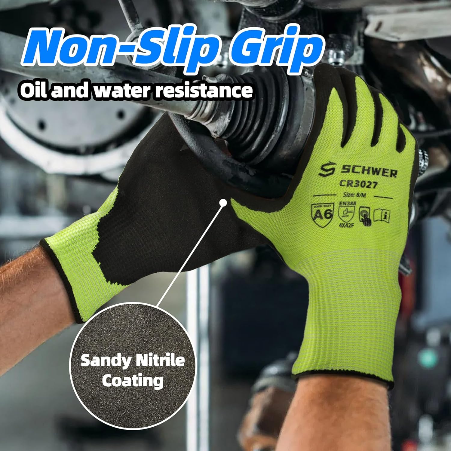 Schwer 6 Pairs Cut Resistant Work Gloves ANSI A6/A7 (Send Randomly) Cut Proof Glove CR3027, Touchscreen, Working Gloves Used for Woodworking, Glass Cutting, Warehouse, Construction, Car Repair, S
