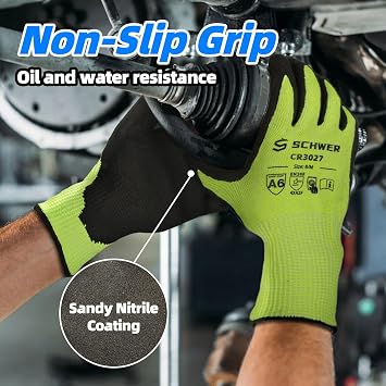 Schwer 2 Pairs Cut Resistant Gloves ANSI A6/A7 (Send Randomly) Cut Proof Work Glove CR3027, Touchscreen Working Gloves for Men and Women Used for Woodworking, Glass Cutting, Warehouse, Construction, S