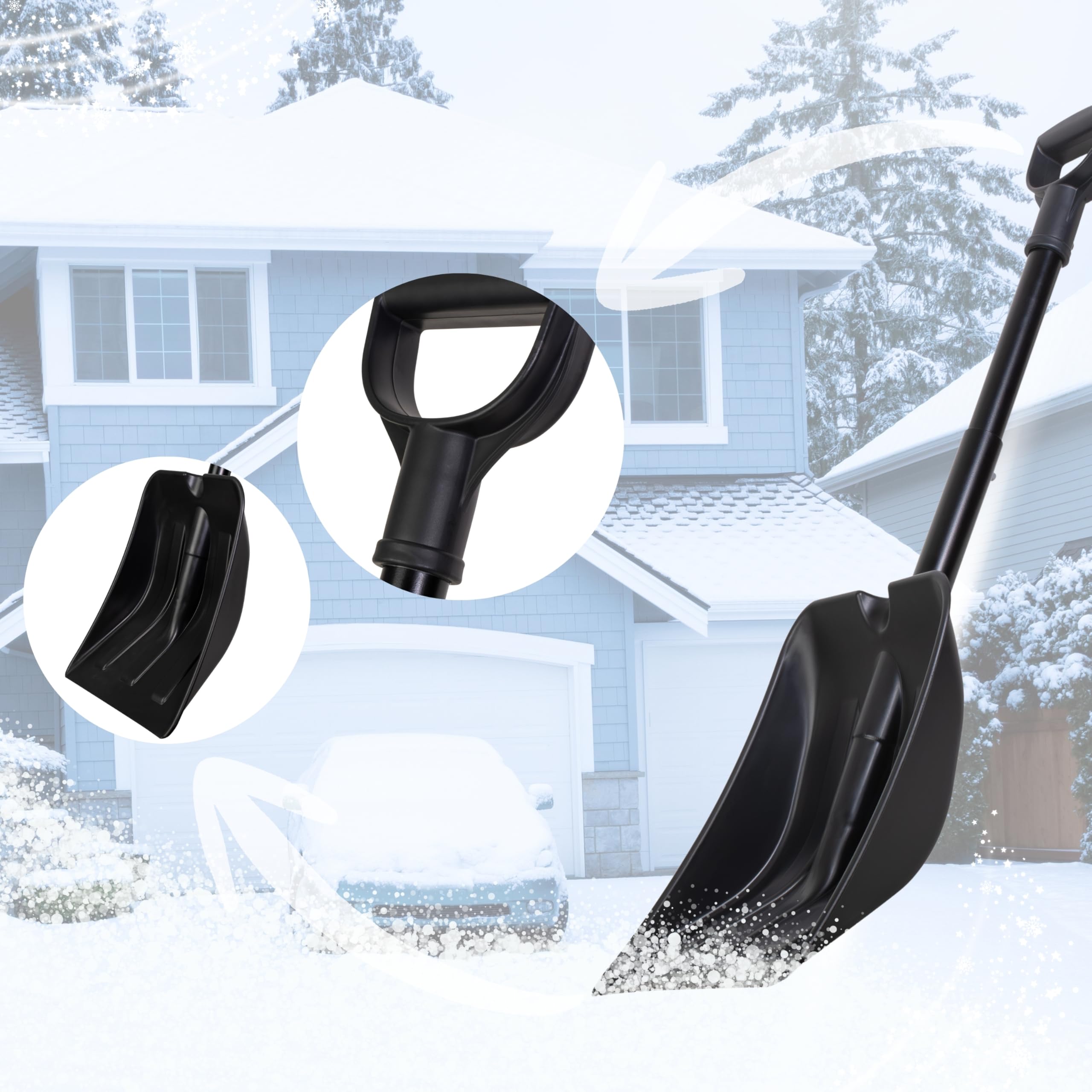 Schneeschaufel klappbar - Auto Schneeschieber Aluminium mit T-Griff - Kompakt Klappspaten für Winter Notfall - Gartenschaufel Lawinenschaufel Teleskopstiel