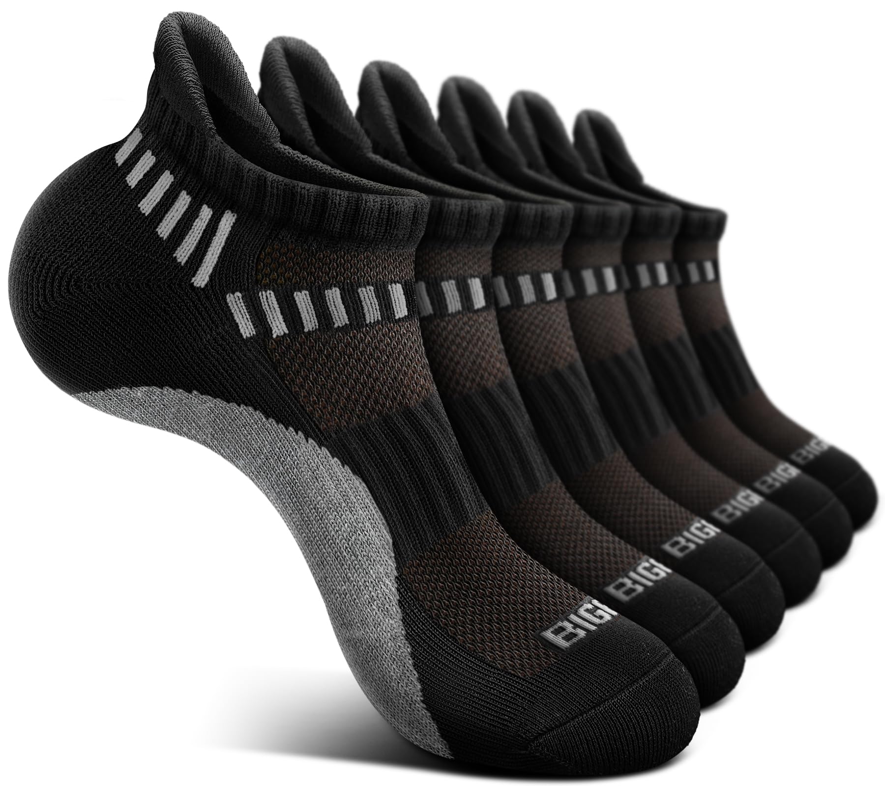 Bigant Boys Socks Low Cut Ankle Cushioned Athletic Socks for 4-12 Years Girls Kids Compression Running Arch Support 6 Pairs