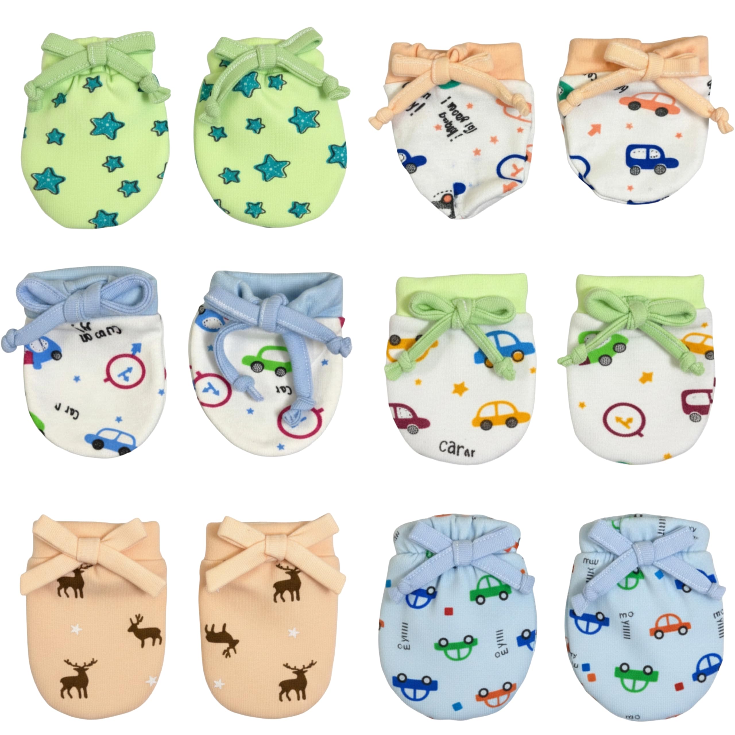 MOM'S DARLING Cotton Mittens for new born baby (0-6 months)- Pack of 6 pairs | Cotton Gloves with gentle elastic thread wristbands for baby 0 to 6 months| New born baby products | Multicolor.-picture-30