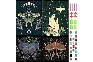 Witchy Diamond Painting of Enchanting Moon Moths and Celestial Wonders