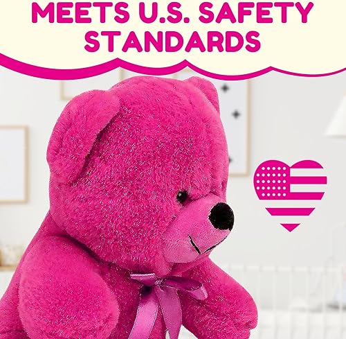 Miniatura 8 de Grandma Smiley's Plush Best Friends - Oso de peluche de color rosa intenso, 9 pulgadas, hipoalergénicos, pequeños osos de peluche para Navidad, baby