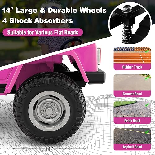 Miniatura 7 de Costzon Auto de 2 plazas, camión Toyota FJ40 con licencia de 12 V con control remoto de 2.4 G, suspensión de resorte, caja de almacenamiento, luces