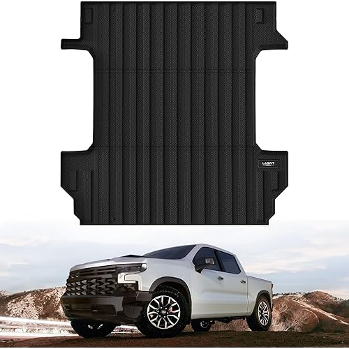 LASFIT Truck Bed Mat for Chevrolet Chevy Silverado | GMC Sierra 1500 (5.8FT, 69.92" Bed) 2019-2025 Car Bed Liner for Chevy Silverado GMC Sierra 1500 All Weather Protector TPE Bed Mat - 1PC Black