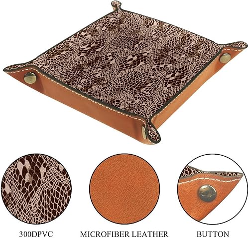 Miniatura 3 de Bandeja Valet para hombres y mujeres, bandeja de cuero, bandeja de joyería, bandeja de recepción, textura de serpiente, bandeja de almacenamiento de