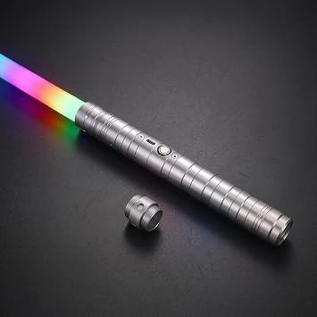 Lightsaber Fx Dueling Force 15 RGB Colors Type-C Metal Hilt Rechargeable 4 Modes Force Fx Dueling Light Saber Lightsaber Gifts for Boyfriend Girlfriend and Adults Silver