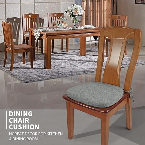 Miniatura 2 de Paquete de 6 cojines de espuma viscoelástica para sillas de comedor, de lino original de 16 pulgadas, cómodos cojines de asiento antideslizantes