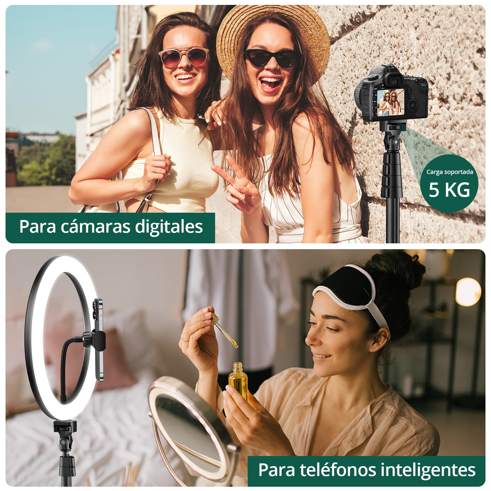 ATUMTEK Anillo de Luz LED 12" con Trípode Extensible 160 cm, 3 Modos de Iluminación & 10 Niveles de Brillo, Luz Selfie con Mando a Distancia para TikTok, Youtube, Fotografía y Streaming