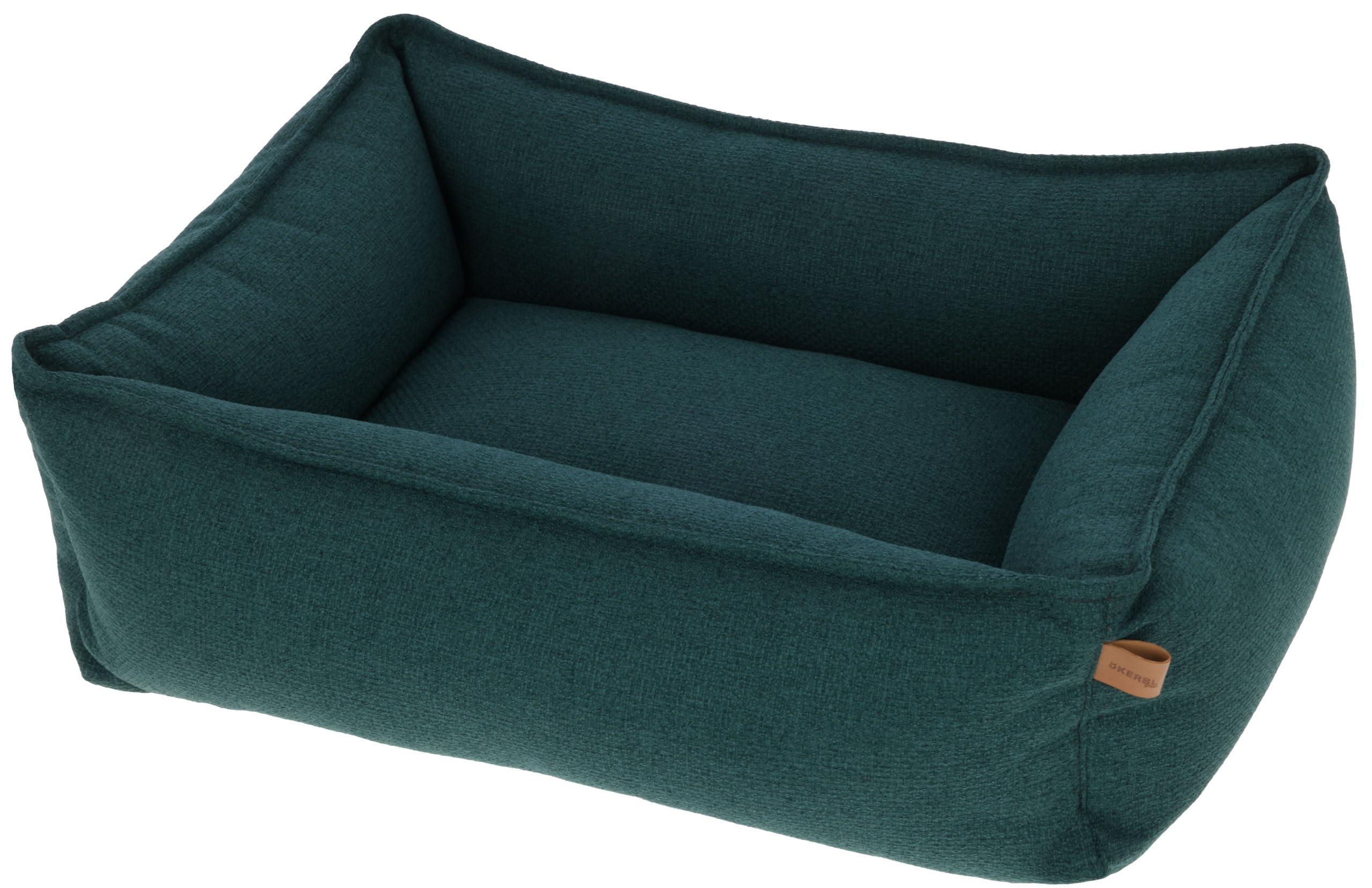 Kerbl Pet Oliver Cuddly Bed for Dogs, Robust Fabric, Washable Cover, Non-Slip Underside, Modern Dog Bed, English Green, 70 x 60 x 24 cm