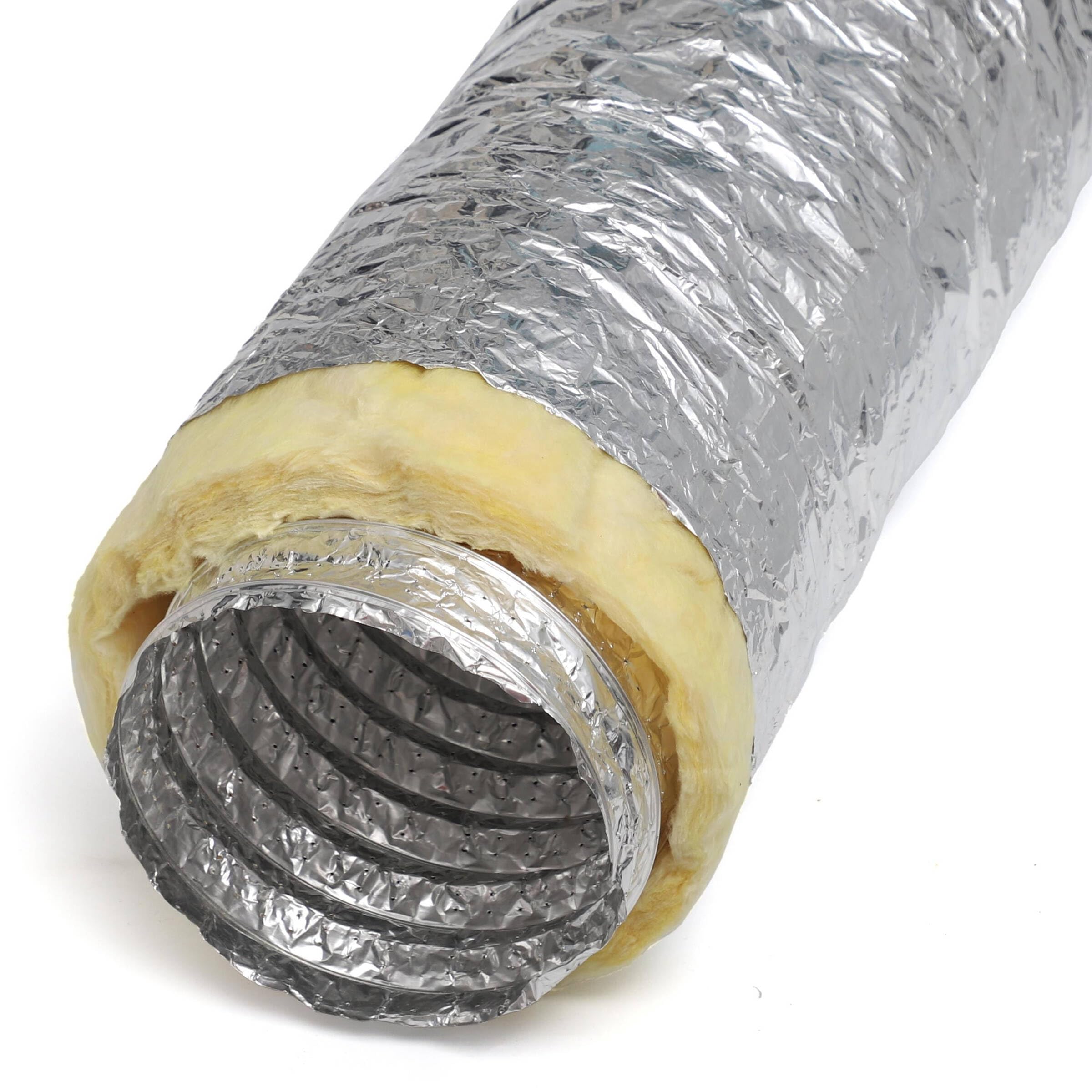 Izoflex - Canal de ventilation flexible isolé en aluminium - 203 mm x 10 mm - Tuyau d'évacuation d'air flexible en aluminium - Tuyau de ventilation