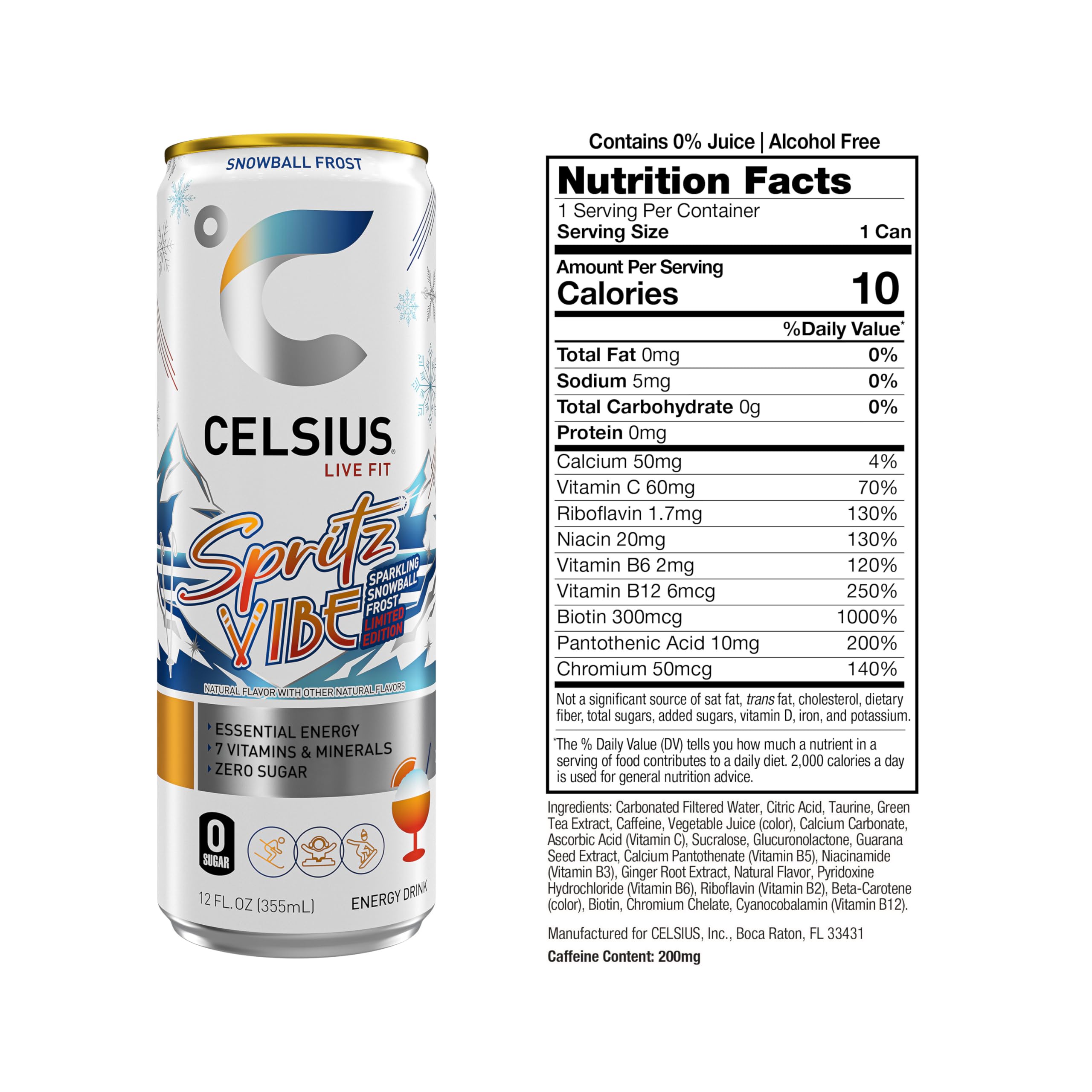 CELSIUS Sparkling Spritz Vibe Limited Edition Sugar Free Energy Drink 12 Fl Oz Pack of 12 — view 2