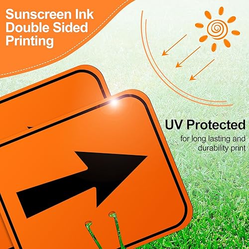 Miniatura 4 de Geetery 18 letreros de desviación de flecha de tráfico naranja, cono de carretera, direccional superior izquierda, derecha, flechas rectas, para