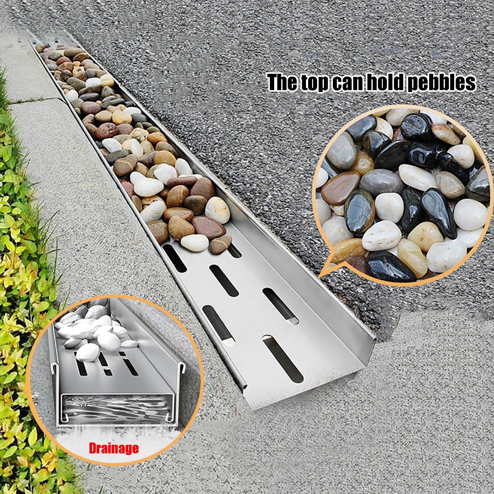 Wytrzymały zestaw odpływowy ze stali nierdzewnej 304, smukły zewnętrzny system odprowadzania wody na podwórko i patio, łatwa instalacja, 10 x 20 cm, odpływ kanałowy