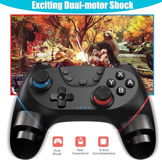 Diswoe Improved Controller for Switch/Switch OLED/Switch Lite Pro Controller for Switch with Wake Up Controller Wireless Switch with 6-Axis Gyroscope Double Shock Turbo