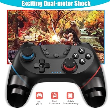 Diswoe Improved Controller for Switch/Switch OLED/Switch Lite Pro Controller for Switch with Wake Up Controller Wireless Switch with 6-Axis Gyroscope Double Shock Turbo