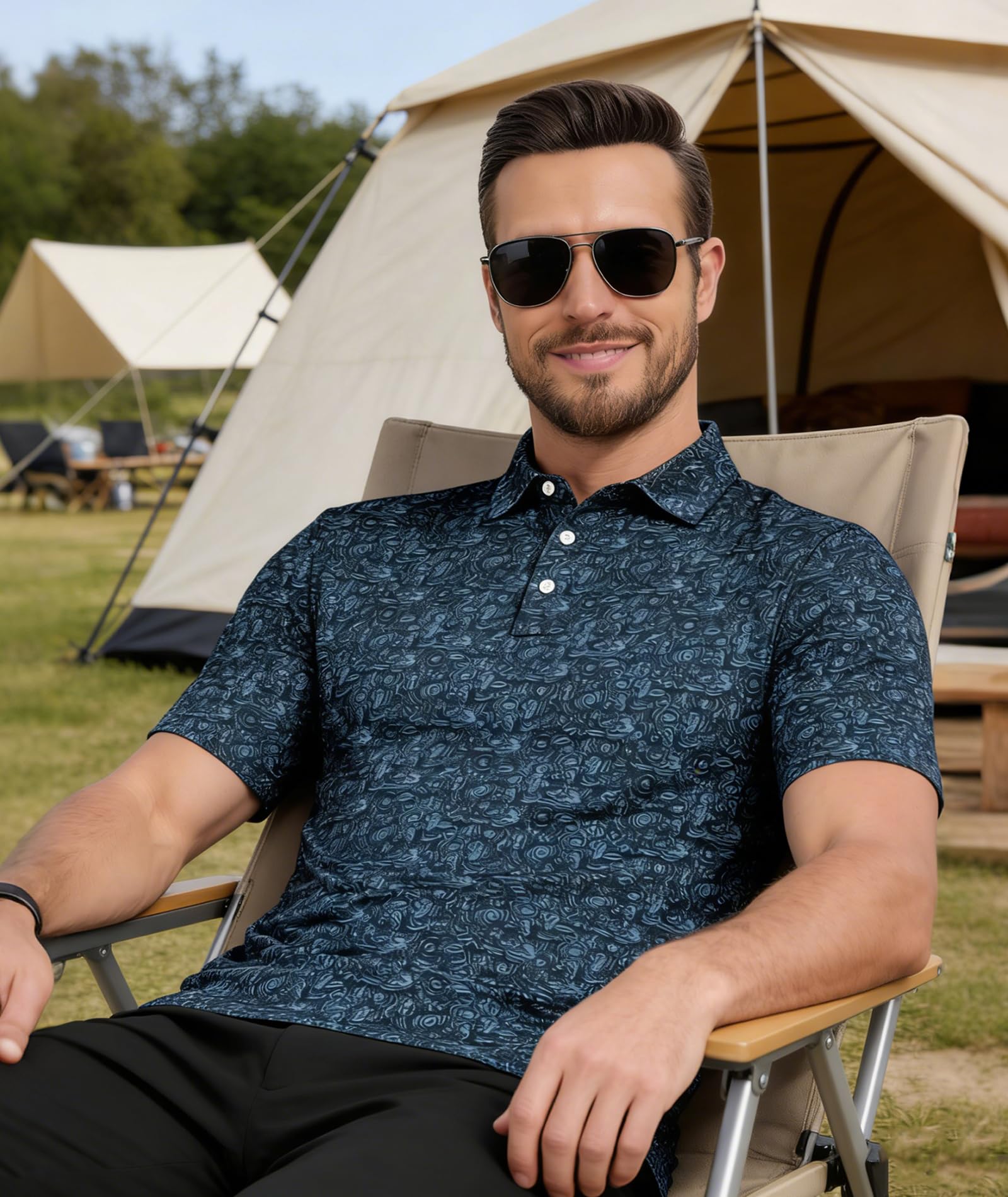 SwissWell Polo Uomo Manica Corta Golf Tennis Traspirante a Maniche Maglietta Sportiva Estiva Shirt Slim Fit Basica Polo Stampata T-Shirt