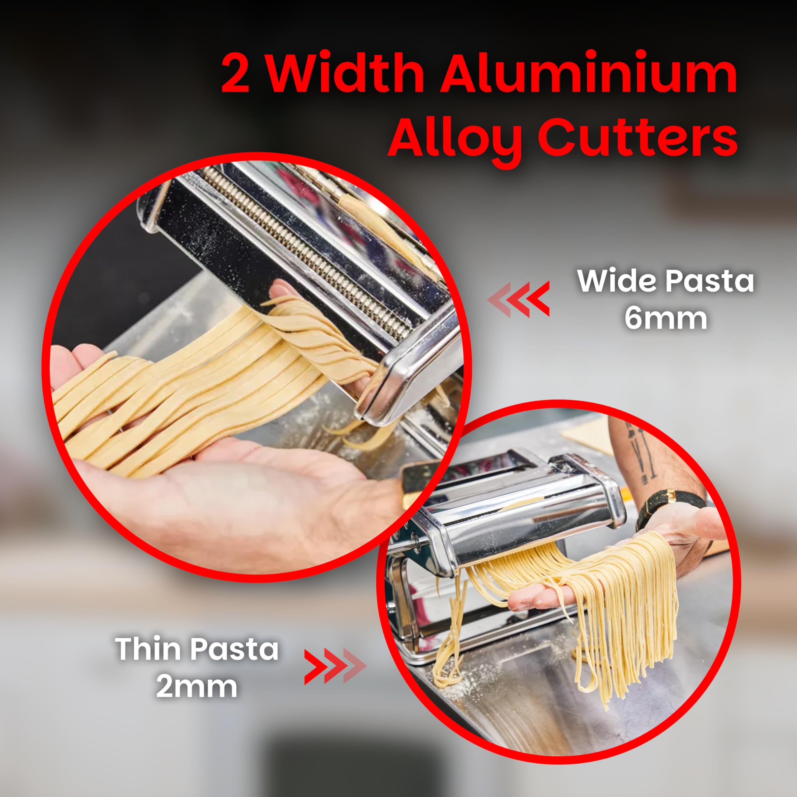 Nonni's Kitchen Máquina manual para hacer pasta, rodillo de pasta de acero de 150 mm con 3 sellos de pasta, 9 ajustes de grosor ajustables, estante de secado de pasta, cortador para lasaña, fettuccine