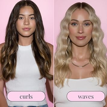 Mermade Hair 3 in 1 Style Wand - Hair Waver 3 Barrel, Curling Iron 1 1/4 Inch, 1 Inch Curling Iron, Ceramic Barrel Waver & Curler w/Heat Glove, Mat, Interchangeable Handle - Pink