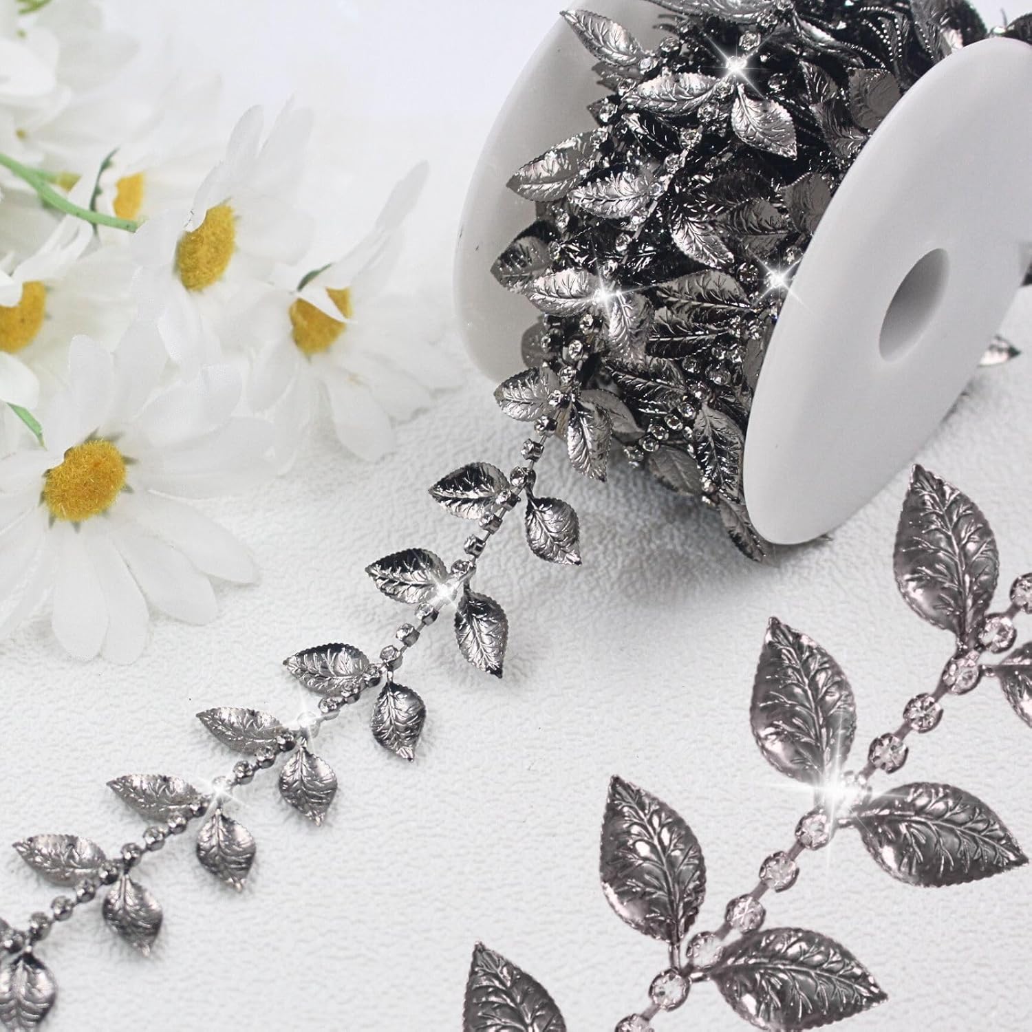 PEARLY JUN 3 Yards Rhinestone Chain Black Butterfly Ribbon Trim Rope String Strips Crystal Applique Fringe Beads Sewing for Dress DIY Party Wedding Bouquet Decoration Bridal Costume Embellishment