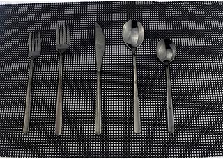 Uniturcky 20 Pieces Silverware Set 304 Stainless Steel, Healthy & Eco-Friendly Silver Travel Mirror Polished Black Knife Fork Spoon Salad Fork Dessert Spoon Flatware Set, Service for 4