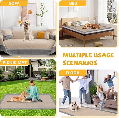 Miniatura 8 de Funda de sofá 100% impermeable antideslizante para mascotas y perros, lavable, antiarañazos de gatos, protector de muebles para sofá de 3 cojines,