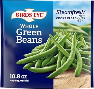 Birds Eye Steamfresh Whole Green Beans 10.8 oz Frozen - Flash Frozen Tender Veggies, Microwave in Bag Quick Prep