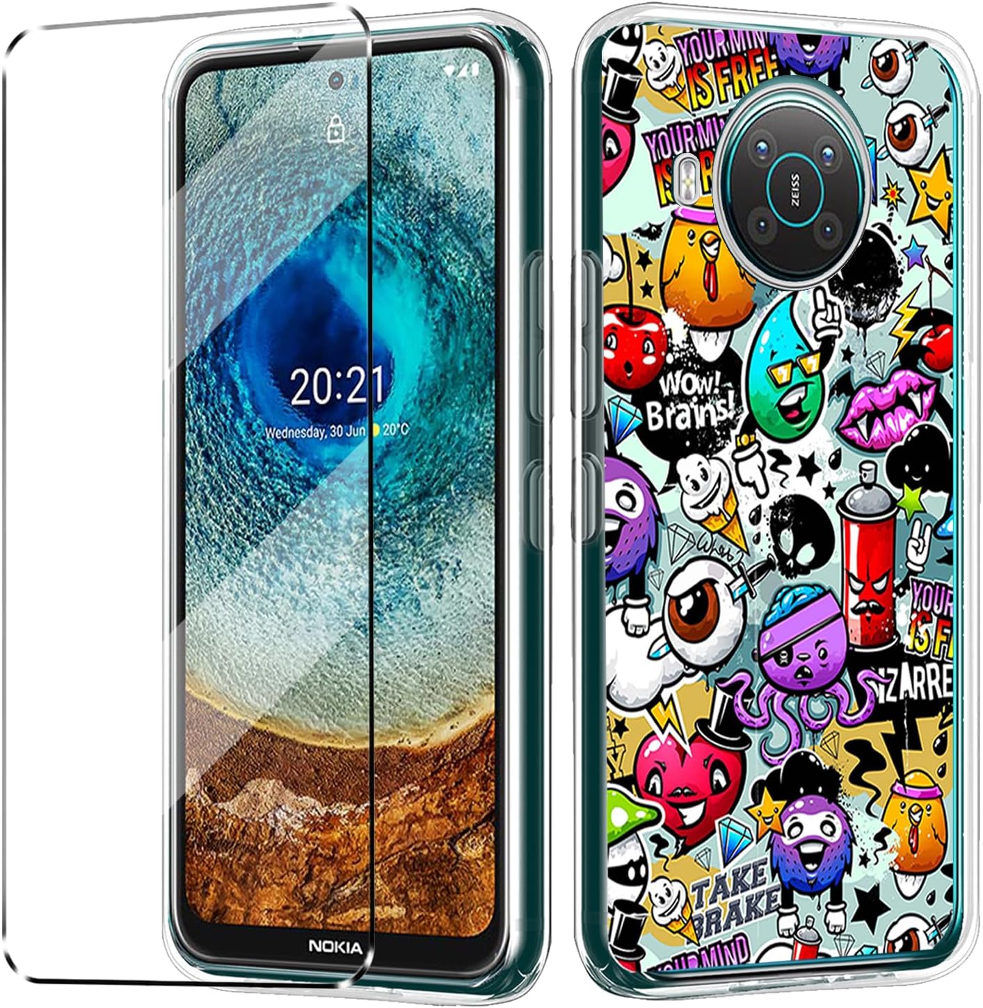 Cover Compatible with NOKIA X10 Case with 1 Pack Tempered Glass Screen Protector Phone Case for NOKIA X10,Soft TPU Slim Fit Shockproof Anti-Scratch Phone Case Cover-XS40