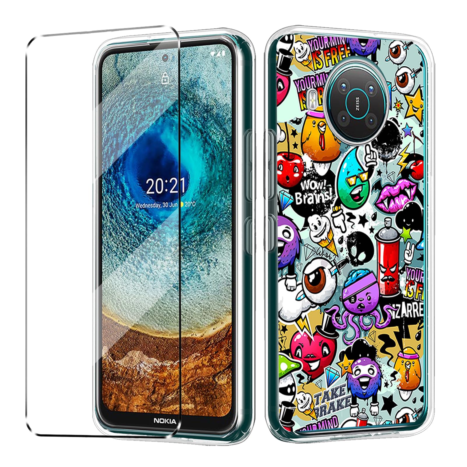 Cover Compatible with NOKIA X10 Case with 1 Pack Tempered Glass Screen Protector Phone Case for NOKIA X10,Soft TPU Slim Fit Shockproof Anti-Scratch Phone Case Cover-XS40